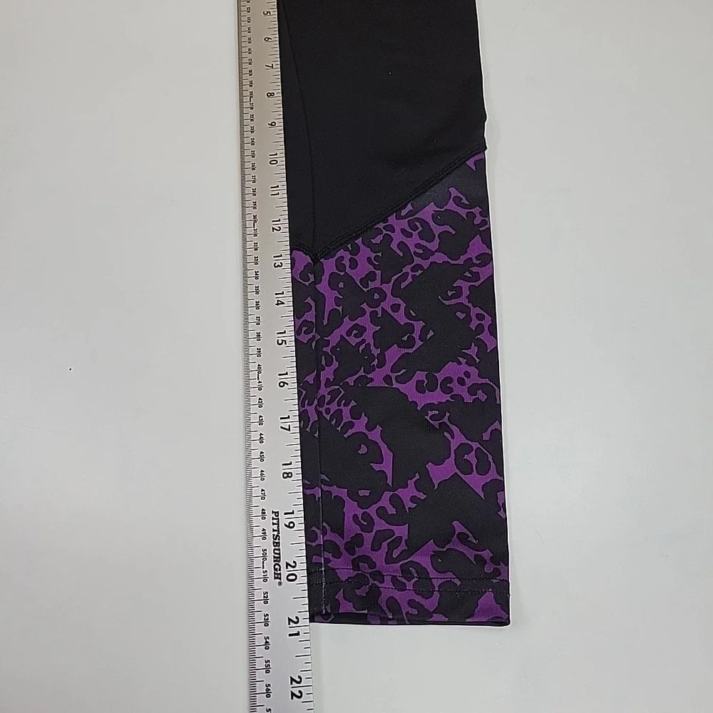 Justice Girls Leggings Yoga Pants Size 8 Workout Active Wear Purple/Black Preppy